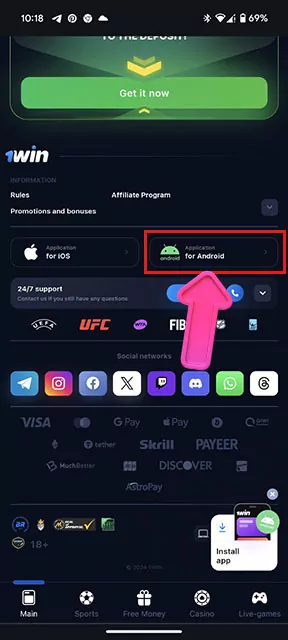 Open the mobile content section